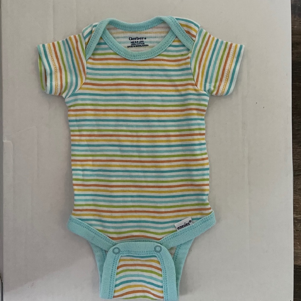 Gerber Striped Onesie Bodysuit Short Sleeve Newborn‎ 5-8 Lbs Baby Clothes